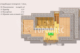 Планировка деревянного коттеджа. Третий этаж