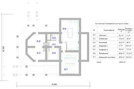 План цокольного этажа дома из дерева с террасой «Коловрат»