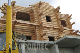 Строится под ключ трехэтажный коттедж из круглого бревна сосны  по проекту «Сочи»