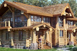 «Вермонт» - авторский проект современного рублено-каркасного дома из алтайского кедра. Вид 4