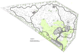 Эскизный план усадьбы «Сосны» с разметкой деревьев на лесном участке